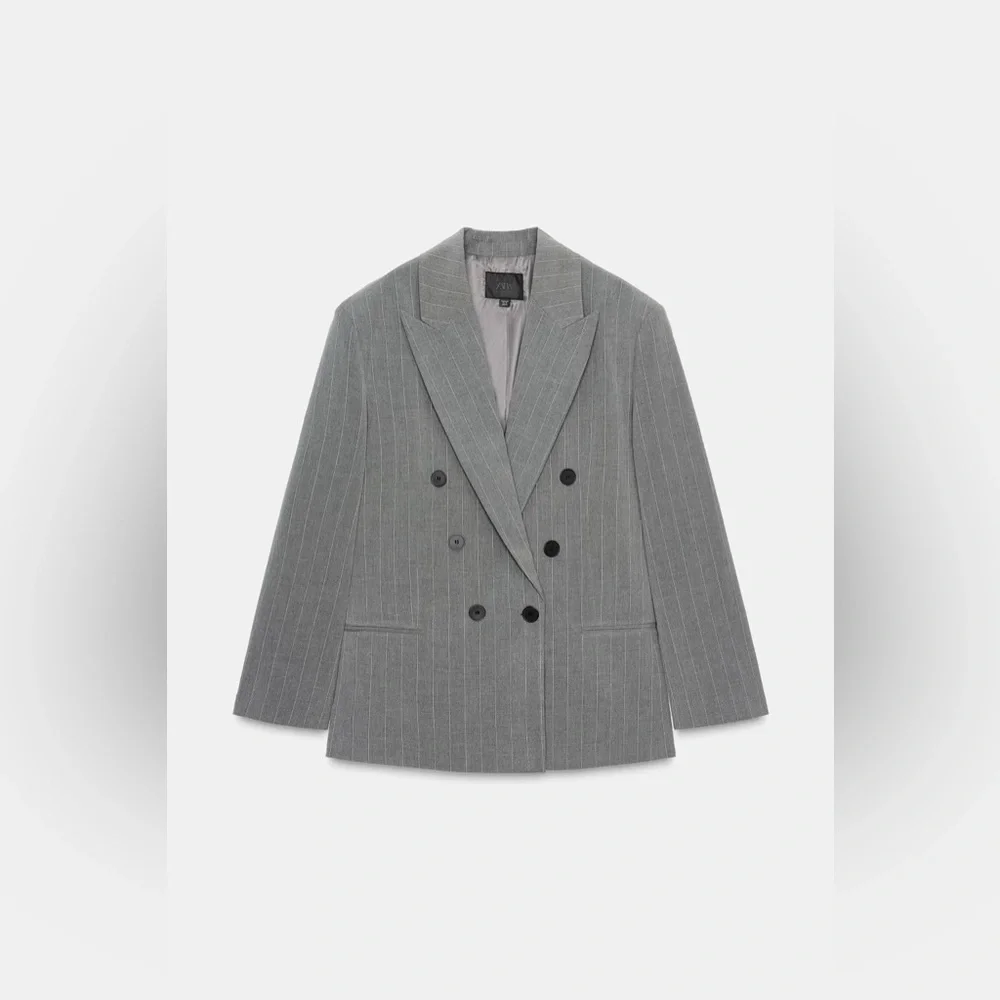 ZARA OVERSIZE PINSTRIPE BLAZER - Picture 10 of 15